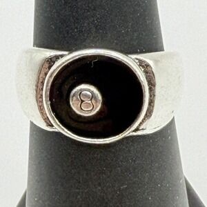 Silver Tone 8 Ball Ring Size 6.5 Billiards Pool Player Pool Shark Statement Ring